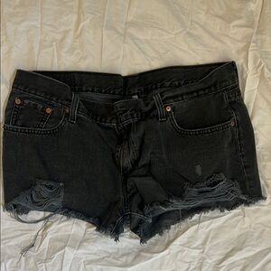 Levi Short Black Distressed Denim Shorts